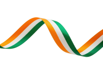 Indian flag ribbon PNG isolated on transparent background, tricolor stripe for Independence Day and Republic Day design
