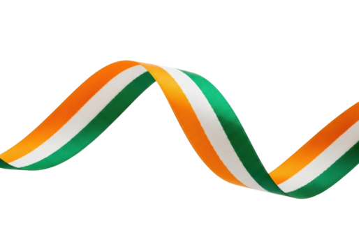 Indian flag ribbon PNG isolated on transparent background, tricolor stripe for Independence Day and Republic Day design