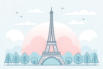Fototapeta premium Minimal vector illustration of the Eiffel Tower
