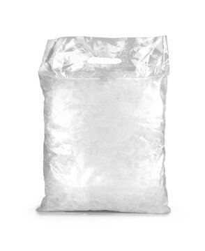 Realistic photo mockup of full editable plastic ice bag packaging
