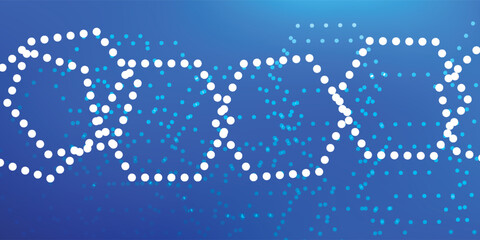 Glowing white double helix structure composed of interconnected hexagonal dot patterns.