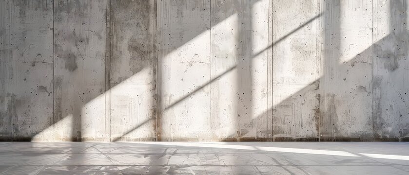 Modern concrete wall with soft daylight shadows and smooth industrial texture. Minimal neutral background for design, branding, or product presentation.