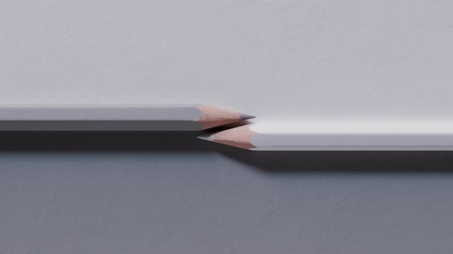 abstract 3d render of rolling and color changing pencils, 4k loop