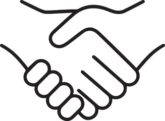 Minimalist trust handshake line icon isolated on white, ideal for partnership, agreement, and business.
