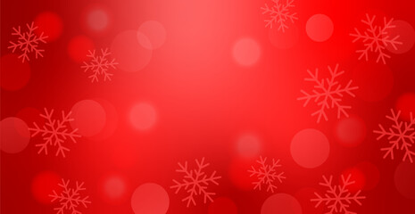Red Christmas Background with Snowflakes and Bokeh Lights. Holiday. Vector Illustration