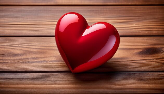 red heart on a wooden background