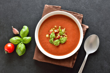 Gazpacho soup in bowl
