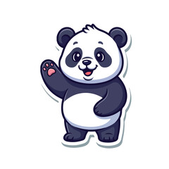 Cute Waving Panda Cartoon Mascot