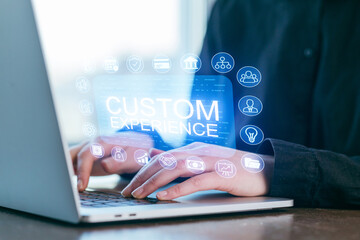 Engaging with digital technology to create a custom experience with interactive elements on a laptop