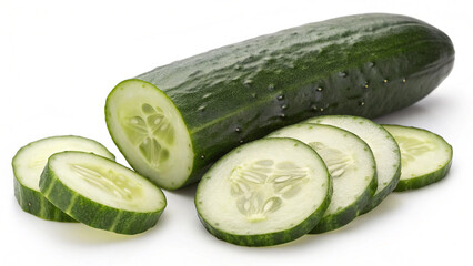 Fresh Sliced Cucumber &ndash; Green Vegetable Isolated