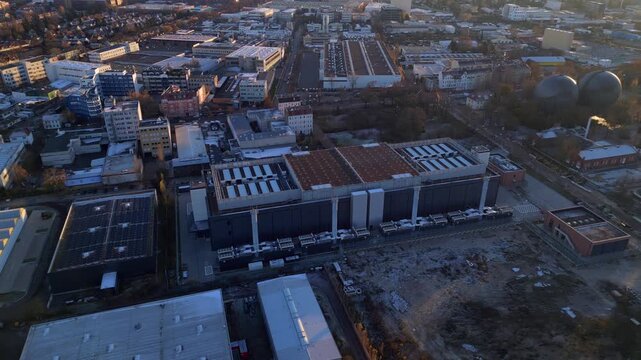 data center, hyperscaler computer cloud services Lovely aerial view flight drone