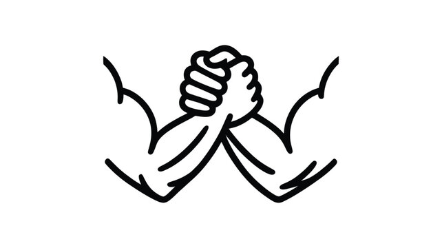 Two arms locked in a fierce arm wrestling match symbolizing strength competition and determination