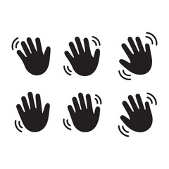 Hand waving, hand gesture, hello, hi, bye, wave hello, goodbye, greeting symbol. Vector.