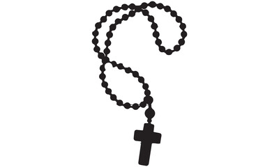 Naklejka premium High-quality rosary beads silhouette featuring a Christian cross. Perfect for religious art, prayer graphics, or faith-inspired designs.