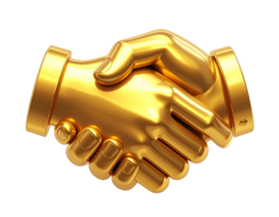 Elegant Golden Handshake Symbol for Trust and Collaboration – PNG