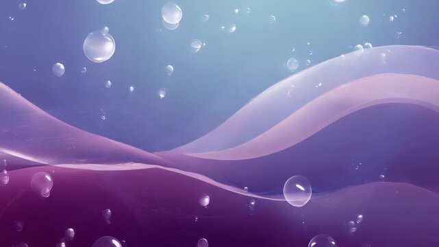 abstract fresh background with bubbles and waves in purple