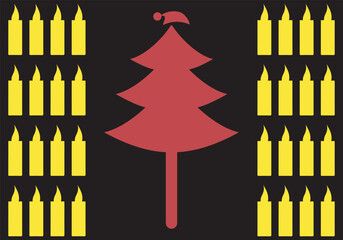 merry christmas and happy new year logo. Merry Christmas set elements colorful with holiday trees cap  gift list vector illustration