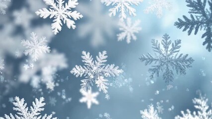 Falling snowflakes create a soft winter background filled with delicate ice crystals, forming a peaceful seasonal scene ideal for holiday promotions, festive graphics, greeting cards, and winter-theme - Powered by Adobe