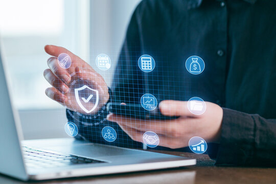 Using digital tools for secure online transactions in a modern workspace setting