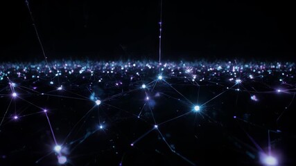 Abstract digital network connections with glowing lights and data transfer. - Powered by Adobe