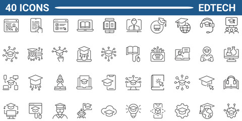 Edtech line icon set. Outline Icon Collection. Editable stroke. Vector illustration