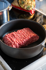 Preparing Raw Ground Beef in a Skillet