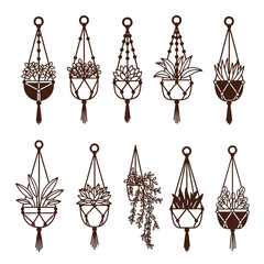 Macrame Plant Hanger Designs, Boho Chic Indoor Garden Decor for Home, Social Media, and Eco-Friendly Branding