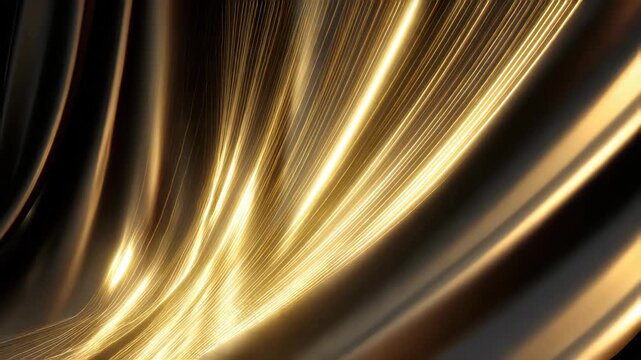 Abstract gold gradient background with shining lines waves