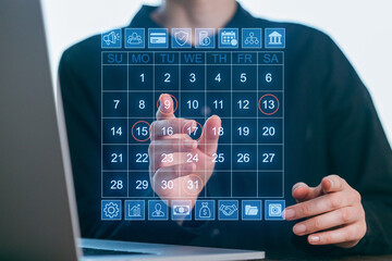 Digital calendar interface used for planning appointments and scheduling tasks in a modern workspace