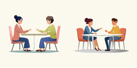 Vector illustrations depicting diverse individuals engaging in meaningful conversations and discussions, highlighting effective communication and connection