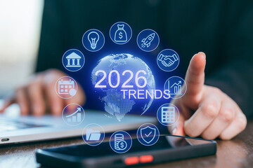Exploring trends for 2026 through digital technology and data analysis in a modern workspace