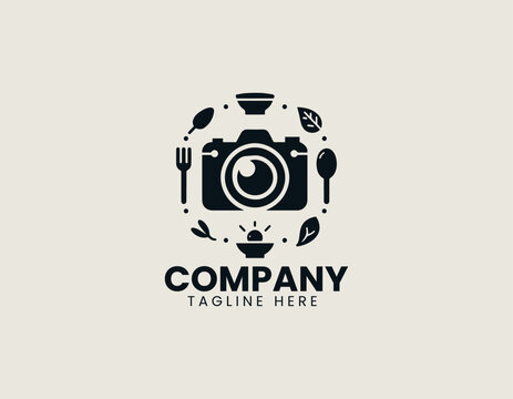 Food photography camera with plated dish icon in a clean bold black vector logo illustration
Keywords
