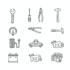 Fototapeta premium Car Repair Tools and Parts Icons