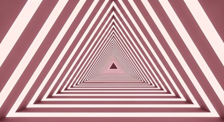 Infinite Triangle Tunnel with Pink Stripes and Light Glow