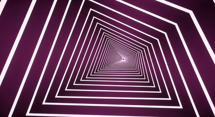 Abstract Purple Pentagonal Tunnel with Glowing White Lines, Infinite Loop, Motion Background