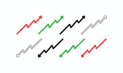 Market growth chart arrows showing upward and downward trends, perfect for finance, business, and data analysis concepts