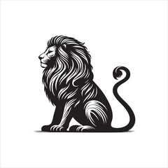 Black and white sitting lion logo