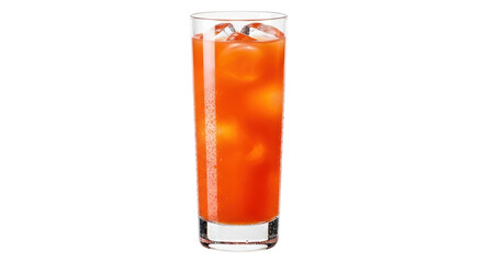 Refreshing orange cocktail with ice cubes in a tall glass isolated PNG, summer drink on transparent background for party and bar use