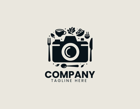 Food photography camera with plated dish icon in a clean bold black vector logo illustration
Keywords - Powered by Adobe