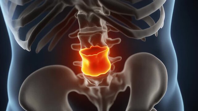 3D Spine Animation Showing Glowing Herniated Disc