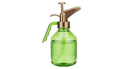 Green glass plant mister isolated PNG, vintage style water sprayer for gardening and indoor plants on transparent background