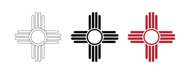 Zia symbols set. Antient Native Americans sign vector isolated icon. New Mexico state logo.