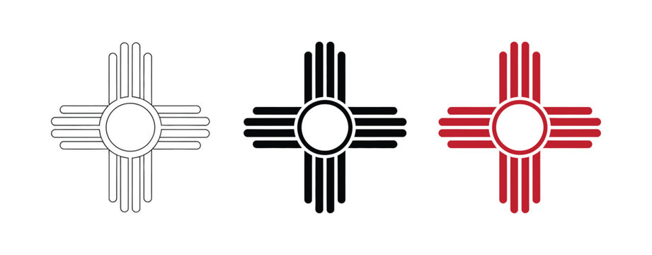 Zia symbols set. Antient Native Americans sign vector isolated icon. New Mexico state logo.