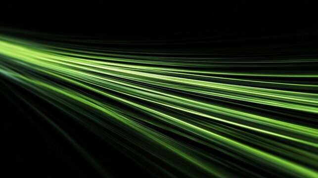 Stunning photo of abstract Green Light Streaks in Motion.