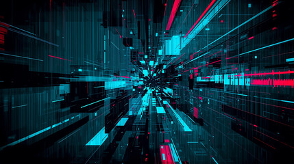 Abstract cybernetic background with neon glow showcasing futuristic technology and data streams for modern design