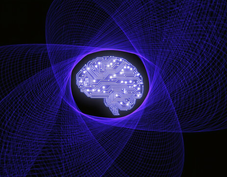 brain glowing binary code background