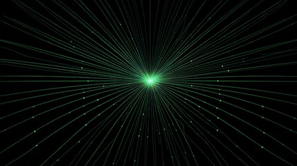 Abstract green radar-style light bursts from central point
