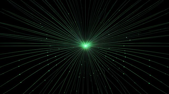 Abstract green radar-style light bursts from central point