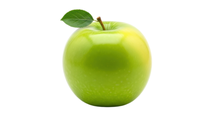 Shiny green Granny Smith apple PNG isolated on transparent background, fresh fruit for healthy eating and cooking