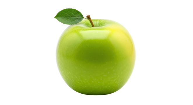 Shiny green Granny Smith apple PNG isolated on transparent background, fresh fruit for healthy eating and cooking - Powered by Adobe